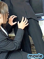 Two naughty british office girls seducing one lucky computer repair man