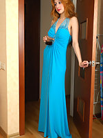 Redhead chick in her sheer-to-waist pantyhose readily changing her clothes